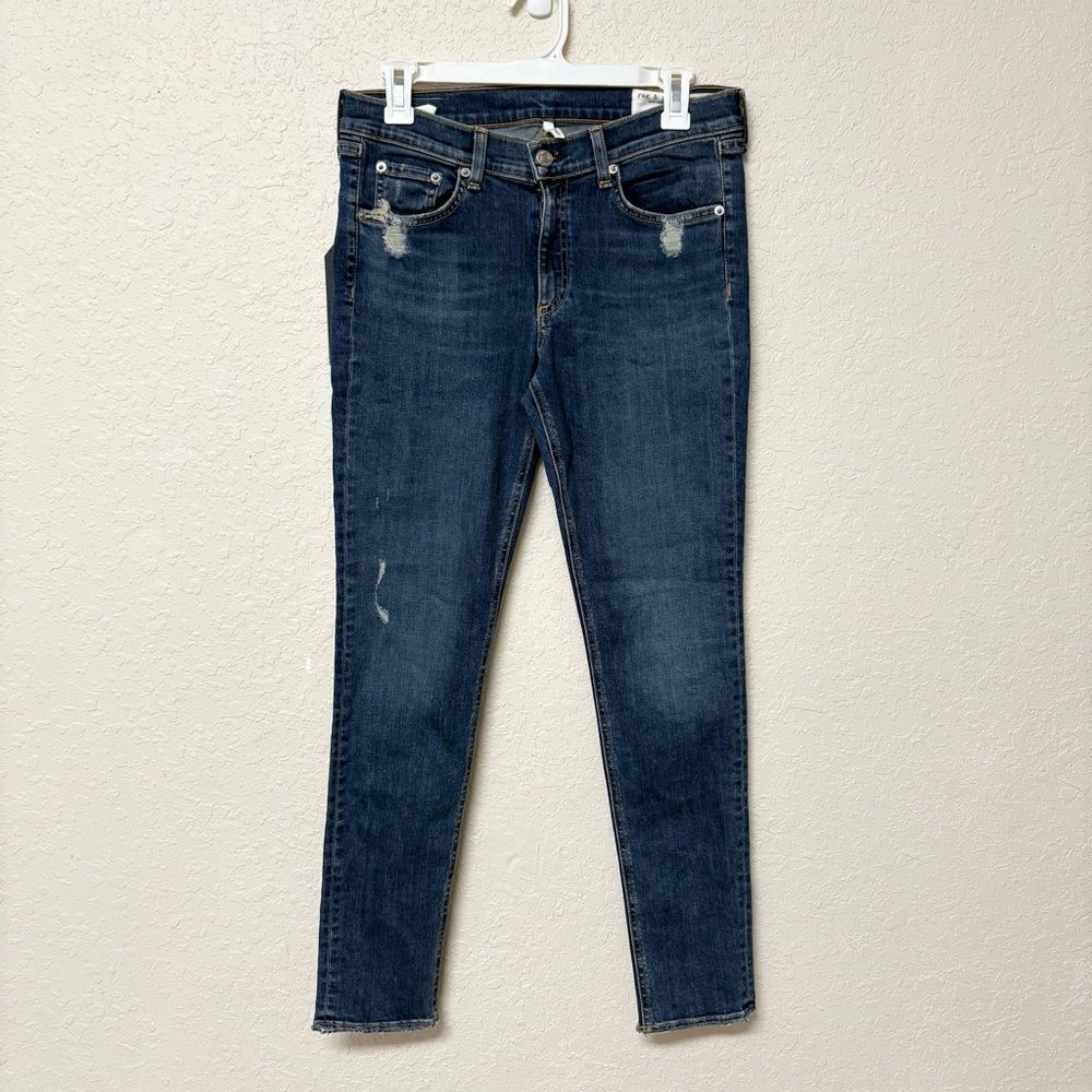 NWT Rag & Bone Skinny Jeans Blue Denim Size 30 La Paz Wash Raw Hem
